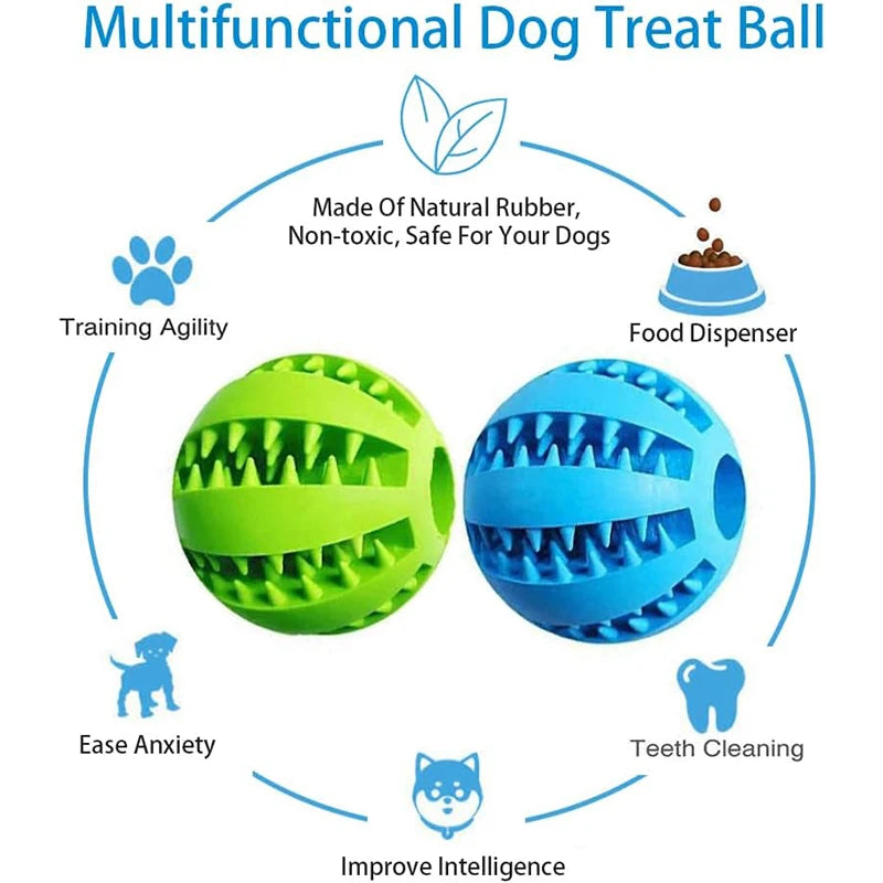 Interactive Dog Chew Ball – Tooth Cleaning, Treat Dispensing Rubber Toy