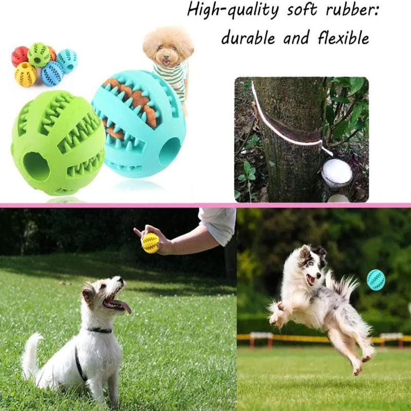 Interactive Dog Chew Ball – Tooth Cleaning, Treat Dispensing Rubber Toy