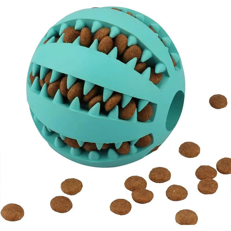 Interactive Dog Chew Ball – Tooth Cleaning, Treat Dispensing Rubber Toy