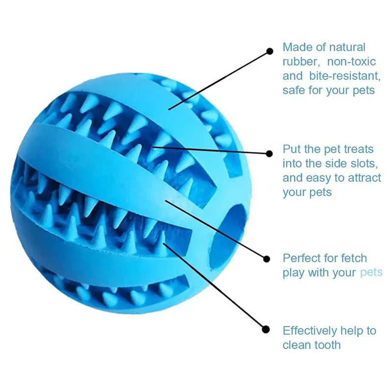 Interactive Dog Chew Ball – Tooth Cleaning, Treat Dispensing Rubber Toy