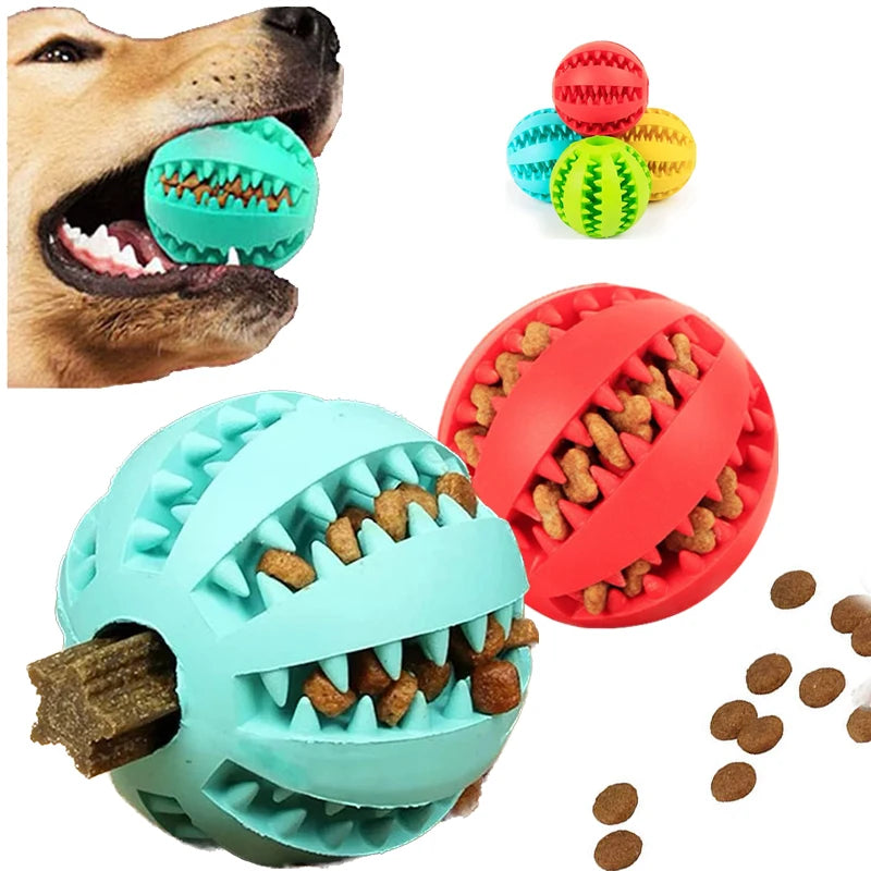 Interactive Dog Chew Ball – Tooth Cleaning, Treat Dispensing Rubber Toy