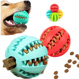 Interactive Dog Chew Ball – Tooth Cleaning, Treat Dispensing Rubber Toy